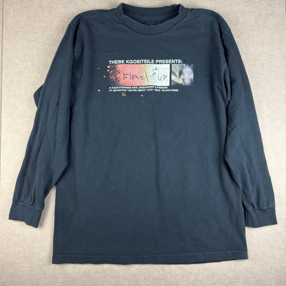 Earl‎ Sweatshirt Tour Shirt Men L Black Long Sleeve Fired Up Some Rap Songs Tee